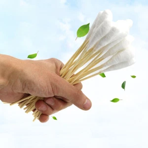 6 Packs 20cm Wood Handle Makeup Cleaner Q-tip Disposable Single Tip Cotton Swabs - Picture 1 of 6