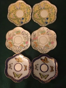 6 Porcelain Butterfly Saucers 4.5” Beautiful Collectible Set - Picture 1 of 3