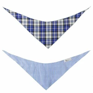 Paño para el cuello de perro azul a cuadros 2 patrones - Patrón para el cuello para perros algodón H - Imagen 1 de 1