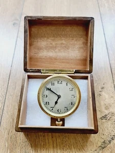 Antique Car Clock Dashboard Analogue Winding Mechanism 1920s Leather Carry Box - Picture 1 of 14