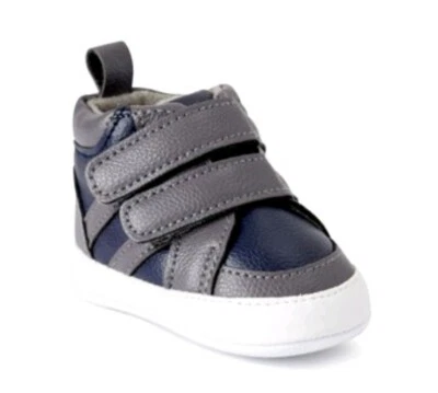 Tênis First Step bebê menino infantil duas alças cano alto azul marinho/cinza - Imagem 1 de 3