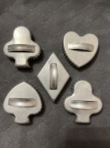 Juego de 5 cortadores de galletas DE COLECCIÓN puente de tarjeta corazón diamante pala club aluminio - Imagen 1 de 12