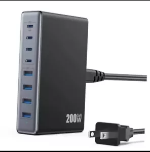 200W USB C Charger Block,GaN III USB Charging Station 8 Ports,QC4.0 Fast - Picture 1 of 4