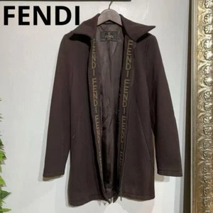 FENDI Woman's Coat Logo Brown Asian fit M US size S Authentic - Picture 1 of 24