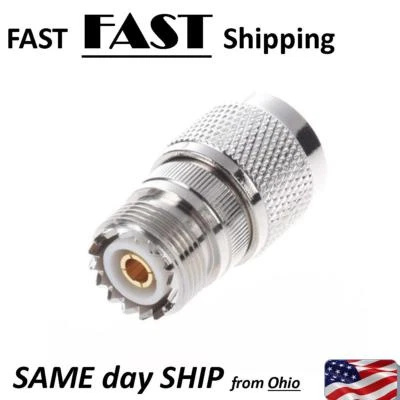 Straight N Male to UHF SO-239 Female Jack Coax Adapter Connector - Image 1 of 4