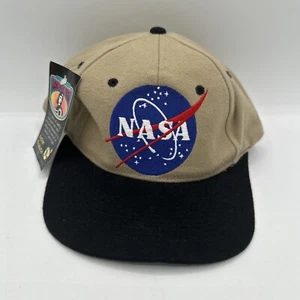 NEW NASA Action Products SnapBack Baseball Hat Tan & Black - Picture 1 of 6