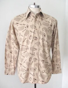 De Colección Años 70 Beige Marrón Fascículo Linterna Texto Alemán Polietileno Algodón Disco Camisa Proxeneta M - Imagen 1 de 6