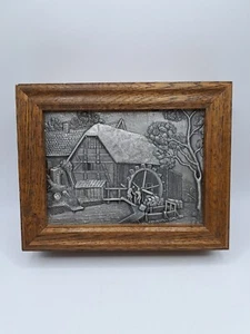 alte Schlüsselkasten mit Zinnrelief - Wassermühle - 20 x 16 cm -Zinnbild - Bild 1 von 12