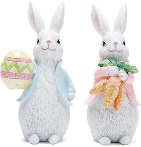 Easter Bunny Decorations Spring Indoor Home Decor Classic Rabbit Figurines Gifts - Picture 1 of 6