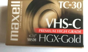 Videocámara MAXELL Videocámara Casete, VHS-C Alto Grado Dorado, TC-30, Nuevo - Imagen 1 de 2