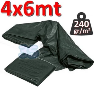 Telo telone occhiellato impermeabile mt 4x6 VERDE - 240 gr / m² - Foto 1 di 1