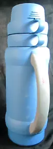 Attractive Handled Heavy Duty Hard Plastic 1 Liter "Thermos" Bottle With 2 Cups - Picture 1 of 5