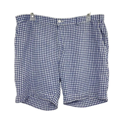 Polo Ralph Lauren Shorts Sz 40 Blue Gingham Check Linen Chino Golf Preppy Money - Image 1 of 4