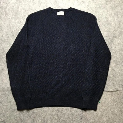 Oliver Spencer Sweater Mens Medium Blue Wool Crew Neck Pullover Solid Knit - image 1 of 4