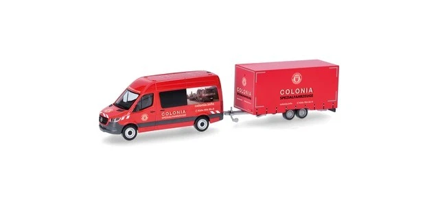 Herpa 098618 - 1/87 MB Sprinter '18 Halbbus Alto Con Rimorchio Tandem "Colonia" - Immagine 1 di 1
