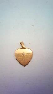 9ct Gold & Single Diamond Love Message Heart Pendant. (D) - Picture 1 of 2