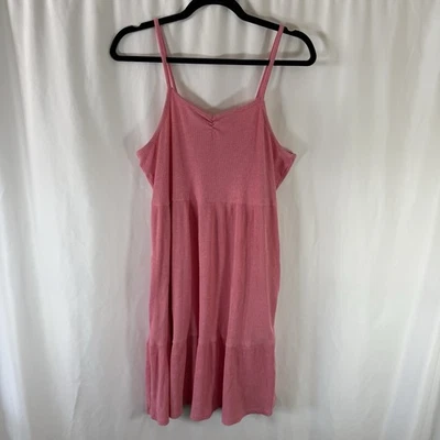 Vestido Antiguo Azul Marino Niñas XXL 16 Plus Rosa Acanalado Sin Mangas Cuello en V a Tirantes Foto 1 de 4