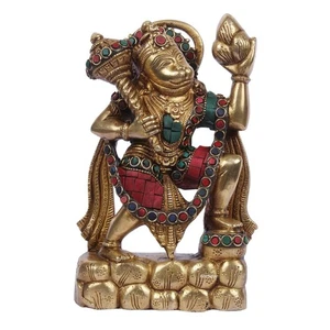 Brass Hanuman in Blessing Posture Bajrangbali Statue Sculpture Figurine Idol - Picture 1 of 4