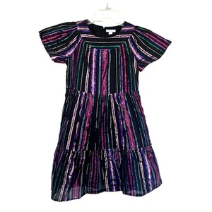  Crewcuts by J.Crew Hilda Lurex Dress in Multi Colored Metallic Stripe size 10 - Picture 1 of 9