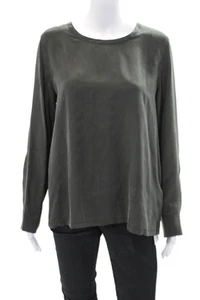Equipment Femme Womens Silk Long Sleeves Liam Tee Blouse Soot Black Size Large - Picture 1 of 5