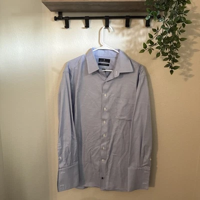 Camisa abotonada Hart Schaffner Marx para hombre S 16,5/33 azul a rayas sin hierro Foto 1 de 4