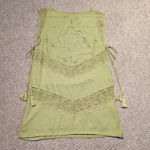 Free People Winifred Mini Dress Womens Small Green Boho Crochet Tassels - Picture 1 of 7