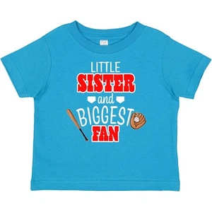 Inktastic Little Sister And Biggest Fan Baseball Glove And Bat Baby T-Shirt Fans - Picture 1 of 7