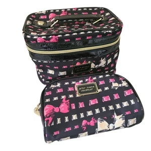 betsey johnson cosmetic travel set train case + small matching bag - Picture 1 of 7