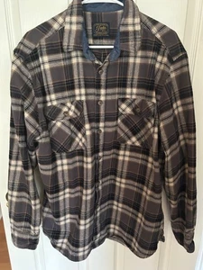 Jachs Mfg Tan Black Paid Flannel button down Shirt 2 front pockets SZ XL - Picture 1 of 3