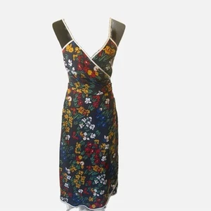 Tory Burch Floral V Neck Wrap Day Dress 8 Summer Coastal Resort Party Date Night - Picture 1 of 9