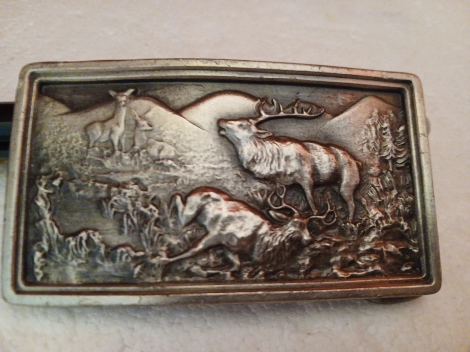 1977 vintage bergamota latão funciona cinto fivela veado - Imagem 1 de 2