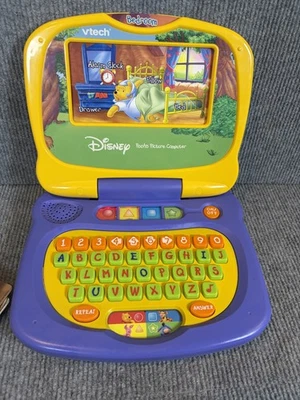 Disney Vtech Poohs Picture Computer Complete All 11 Slides WORKS - Image 1 of 4