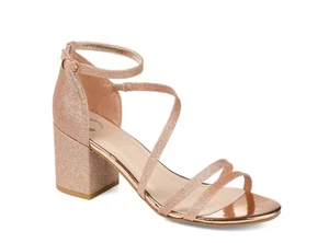 Journee Collection Donna Bella Tacchi con Spalline Pump Glitter Oro Rosa Taglia 6 1/2 - Foto 1 di 7