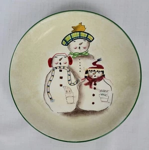 Sakura Snow Folk Christmas Snowman Salad Plate Modern Farmhouse Replacement - Picture 1 of 6