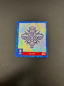 DAMAGED: ICELAND EMBLEM - ICE 1 - Rare BLUE Parallel Topps Euro 2024 Sticker - Picture 1 of 3