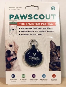 PAWSCOUT The Smarter Pet Tag Community Pet Finder & Alerts Bluetooth Black BNIB - Picture 1 of 2