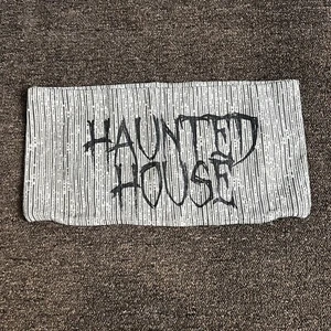 NEU Halloween Boudoir Kissenhülle Spukhaus Grafikdruck gruselig 19,5x9 Zoll - Bild 1 von 8