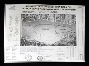 1993 Detroit Budweiser APBA Gold Cup Unlimited Hydroplane Course Survey Chart - Picture 1 of 13