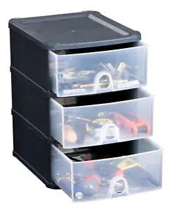 3 Tier Handy Tower Chest Drawers Clear Removable Compartments A5 Paper Storage - Picture 1 of 3
