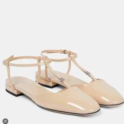 Correa en T cuadrada Gucci beige charol hebilla GG ballet talla plana 35,5 nueva con etiquetas precio de venta sugerido por el fabricante $890 Foto 1 de 4