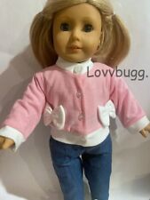 Pink Bows Sweater for American Girl 18" or Baby Doll Clothes EASY FREESHIP ADDS!