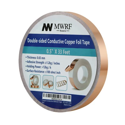 0.5" x 33 feet Copper Foil Tape Conductive EMI Shielding; US Stock Fast Ship - Image 1 of 2