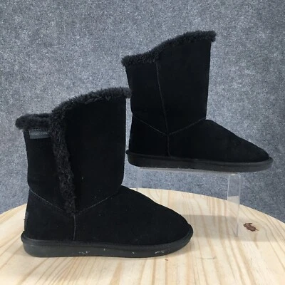 Botas de nieve de invierno Minnetonka para mujer 8 M de cuero negro forradas de piel sintética Foto 1 de 4