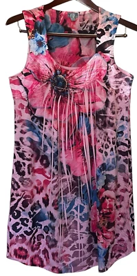 Womens ONE WORLD SLEEP BOHO Print Nightgown Lepard Floral Pink Purple Size Large - Image 1 of 4