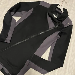 CAbi Jacket Womens Medium Dash Asymmetric Track Black Gray Pockets Full Zip - Picture 1 of 4