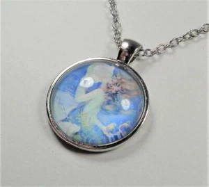 COLLAR COLGANTE DE CRISTAL PERLA BESO SIRENA TONO PLATA NÁUTICO MODA PLAYA - Imagen 1 de 5