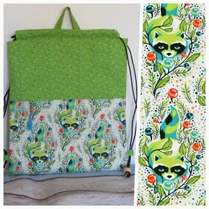 Mochila con cordón, caprichoso estampado mapache, totalmente forrada con bolsillo con cremallera, adulto - Imagen 1 de 7