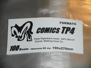 100 BUSTE WR "COMICS TP4" 190x270 mm x TP medi 100% Marvel grandi, Walking Dead - Picture 1 of 1