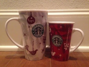 Set Of 2 Starbucks Christmas Holiday Coffee Cups Mugs 2010 Peace Hope Wish - Picture 1 of 12