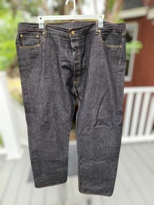 Levis 501 Straight Fit Classic Jeans Men's Size 48x34 Dark Blue Wash Button Pant - Picture 1 of 9